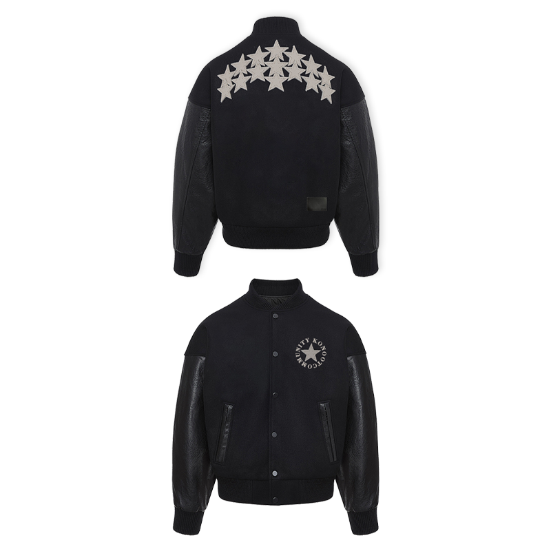 KONOOT] BOMBER star embroidery short wide shoulder padded