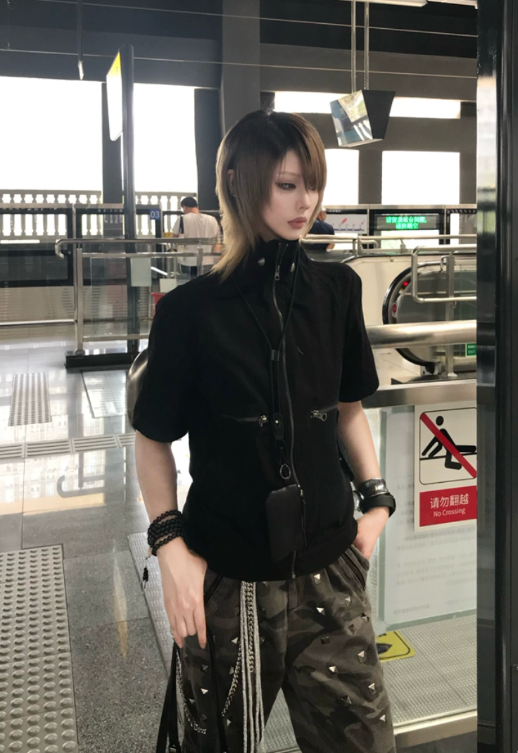 TZ Killer Zip Loose Versatile Short Sleeve Shirt