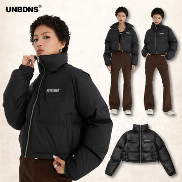 UNBDNS solid retro stand collar Cropped cotton bread jacket