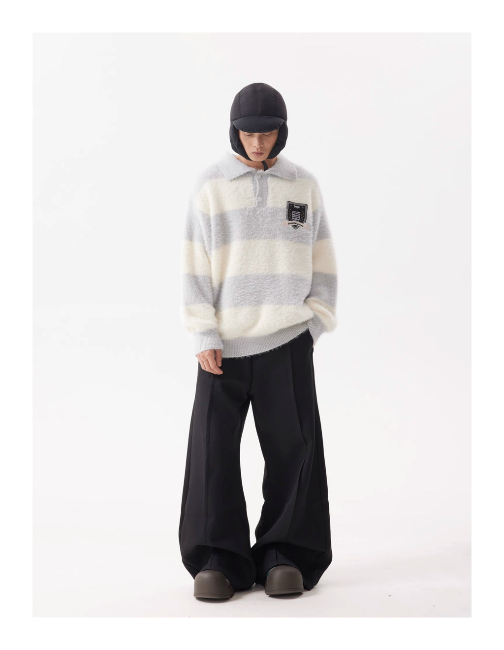 BTSG scimitar silhouette loose wide-leg mop trousers