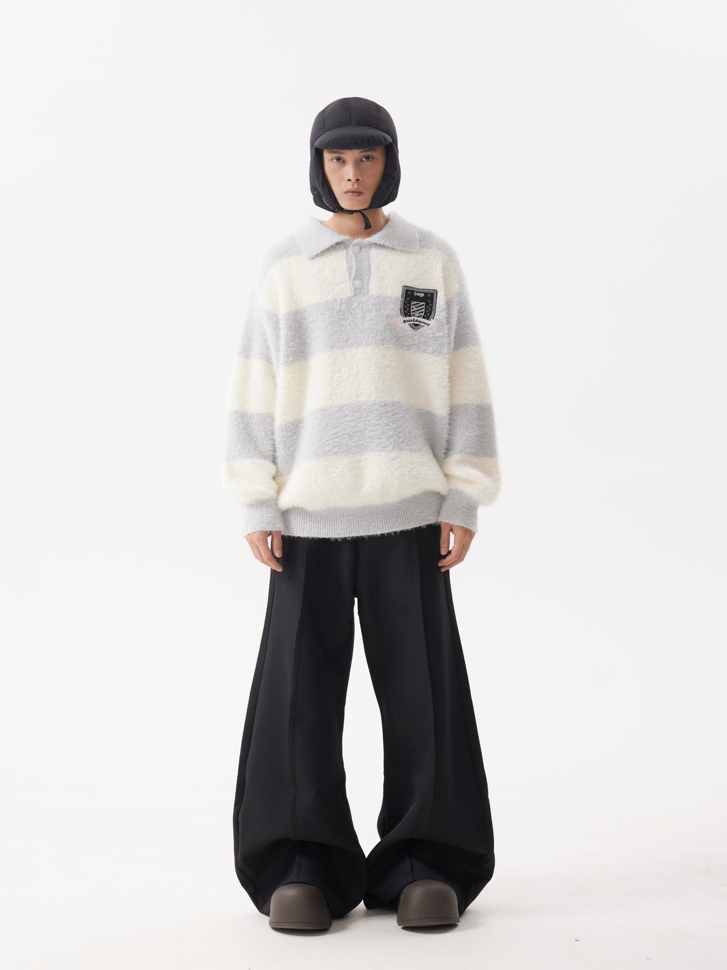 BTSG scimitar silhouette loose wide-leg mop trousers