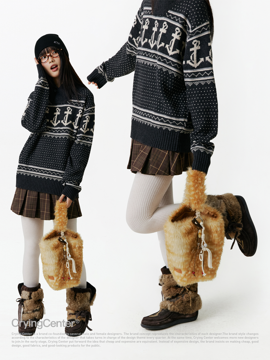 CryingCenter Fawn plush tote shoulder bag