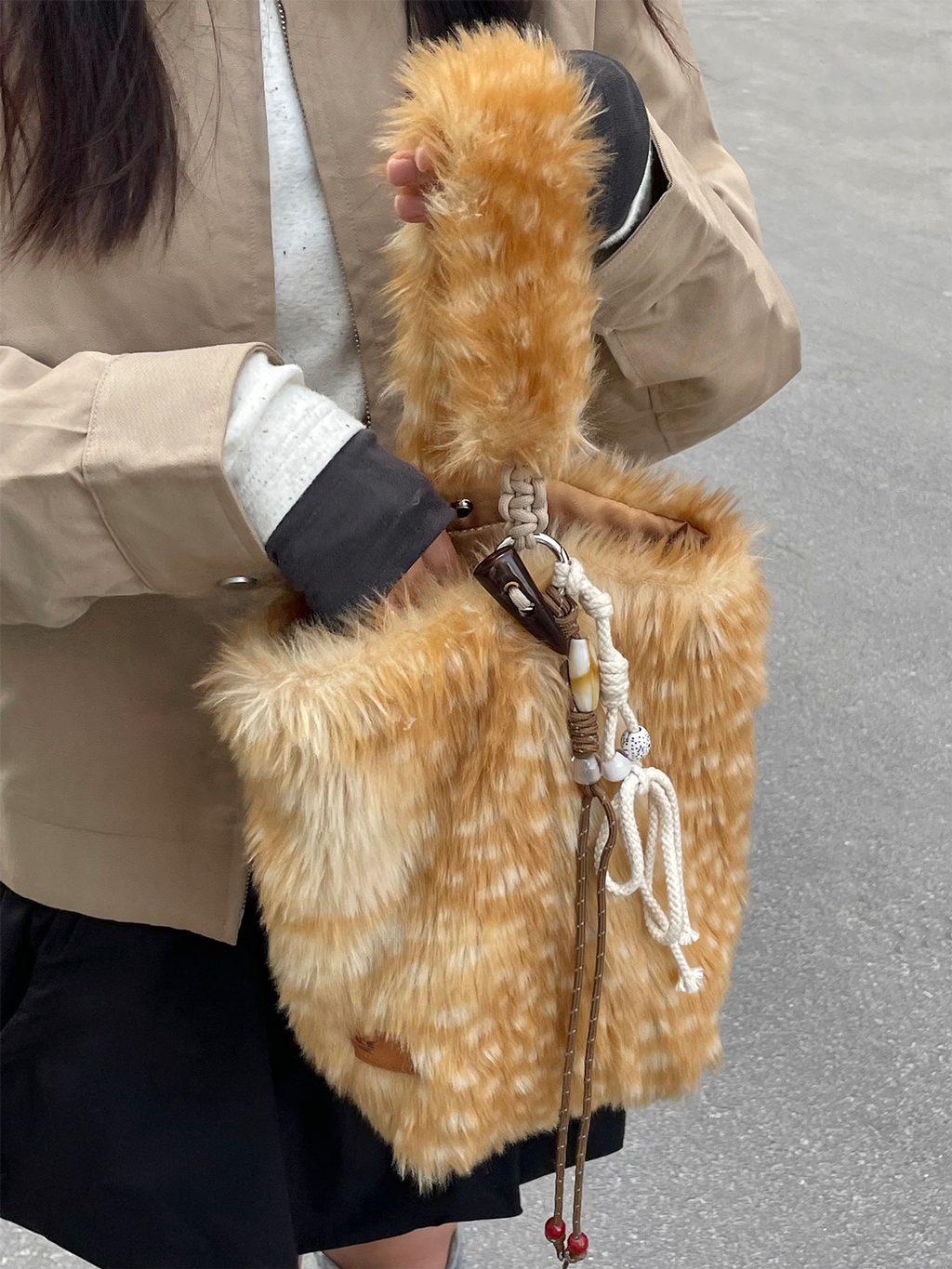 CryingCenter Fawn plush tote shoulder bag