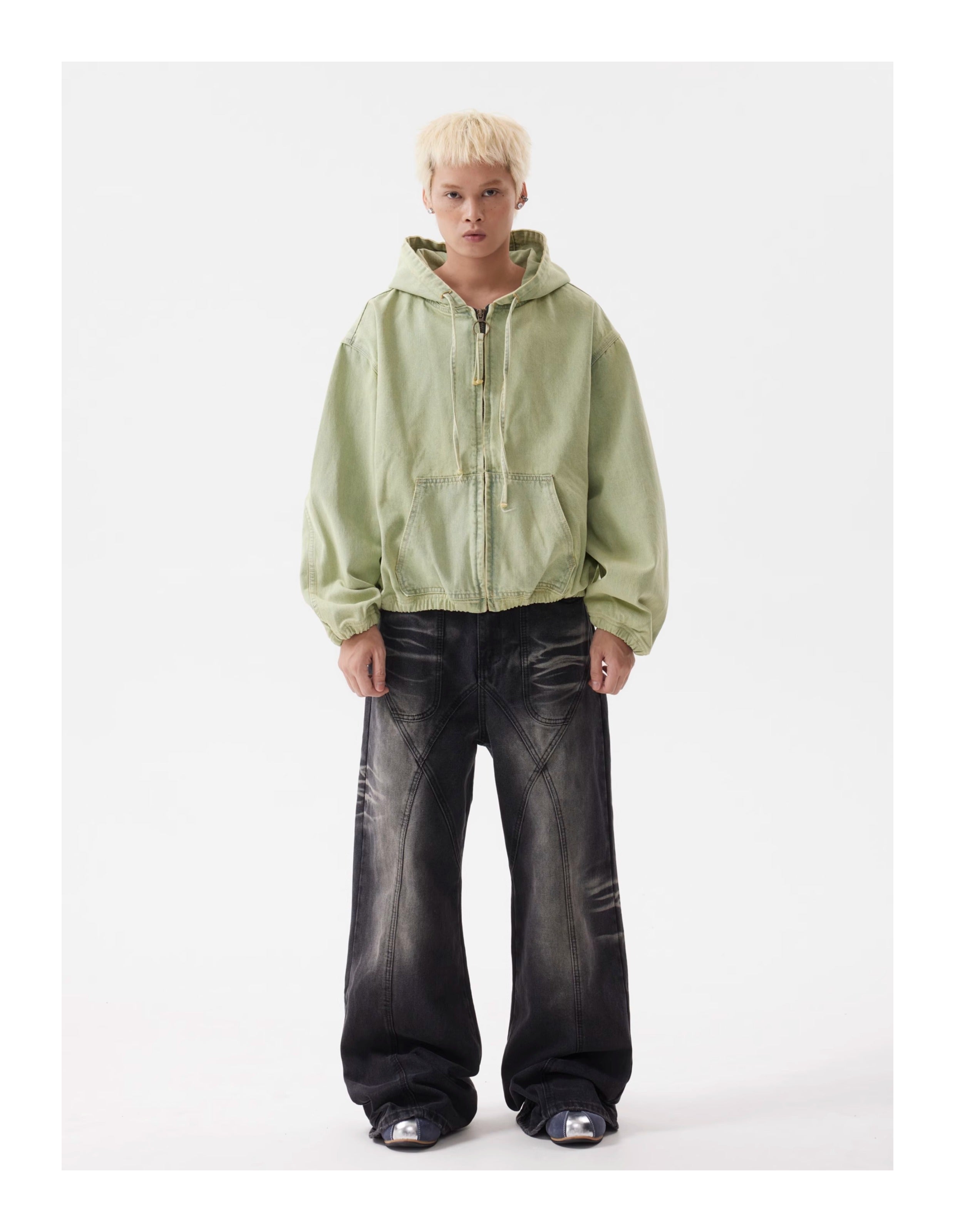 BTSG Vintage Wash Distressed Deconstructed Ripple Jeans