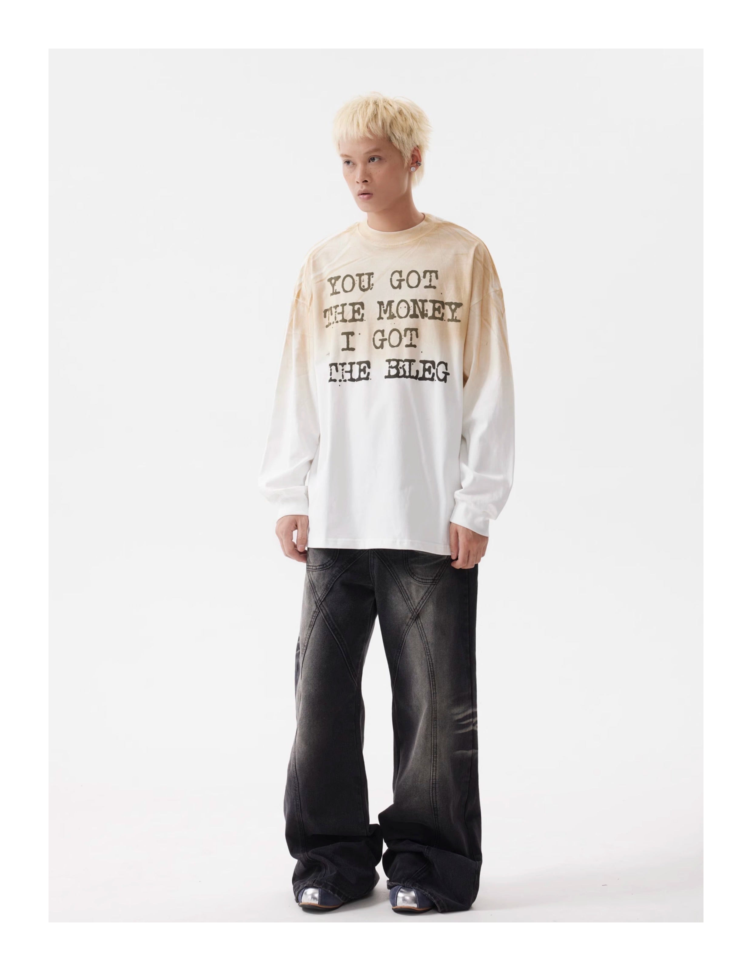 BTSG Vintage Wash Distressed Deconstructed Ripple Jeans