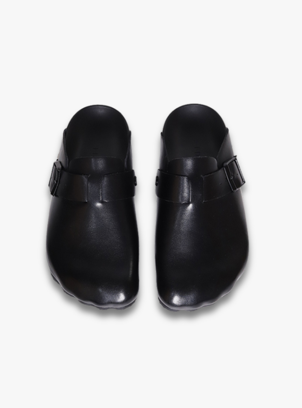 SHENLV Studio Genuine Leather Half-drag Black Head Leather Slippers