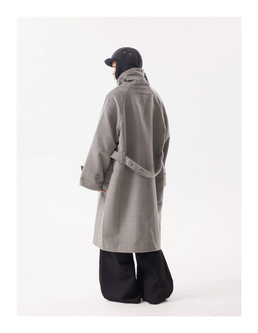 BTSG Premium Woolen Coat Silhouette Long Multi-Button Over-the-Knee Wool Fleece Trench Coat Jacket