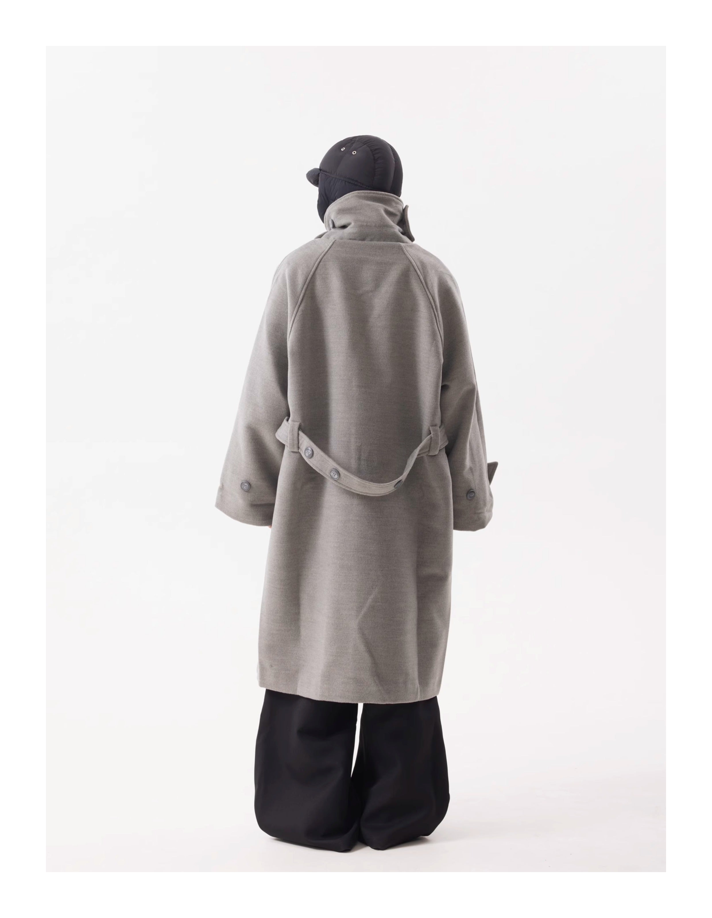 BTSG Premium Woolen Coat Silhouette Long Multi-Button Over-the-Knee Wool Fleece Trench Coat Jacket