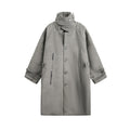 BTSG Premium Woolen Coat Silhouette Long Multi-Button Over-the-Knee Wool Fleece Trench Coat Jacket