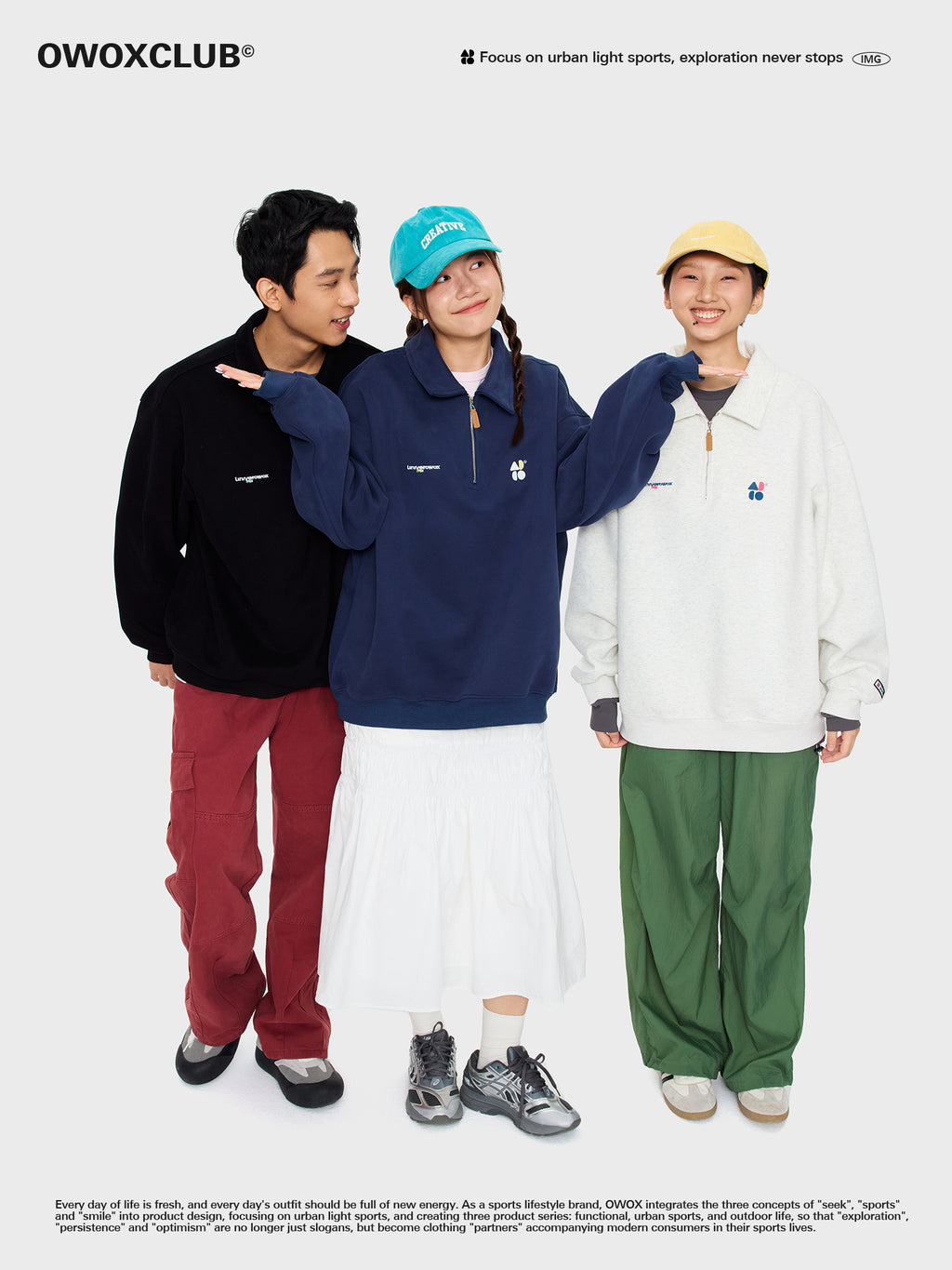 OWOX half-zipper preppy polo sweatshirt