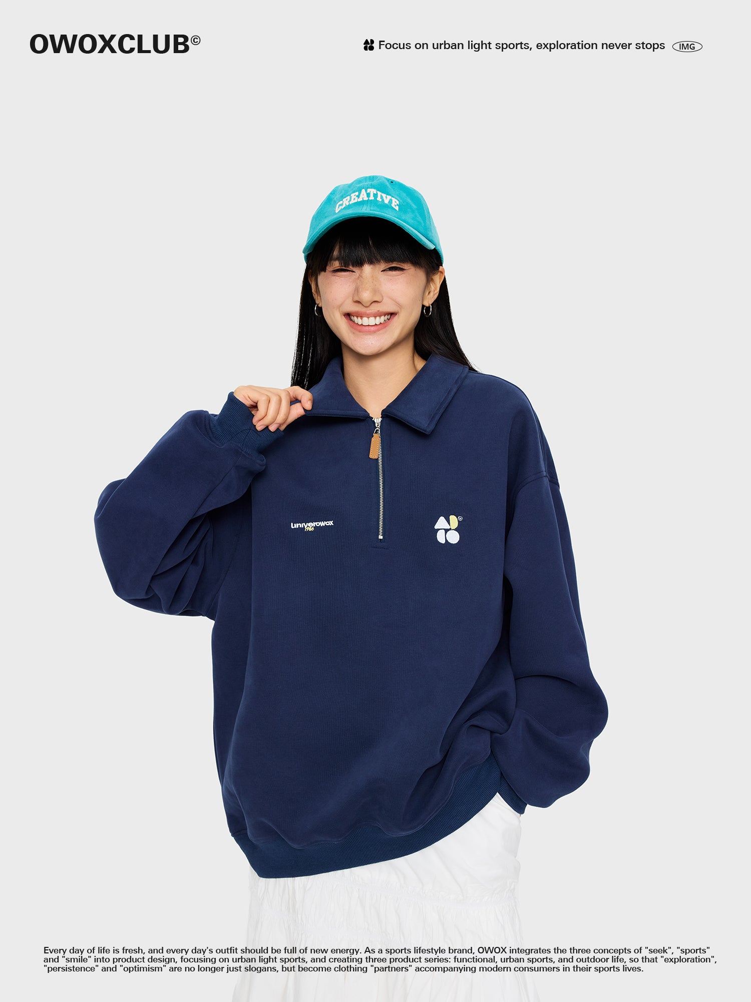 OWOX half-zipper preppy polo sweatshirt