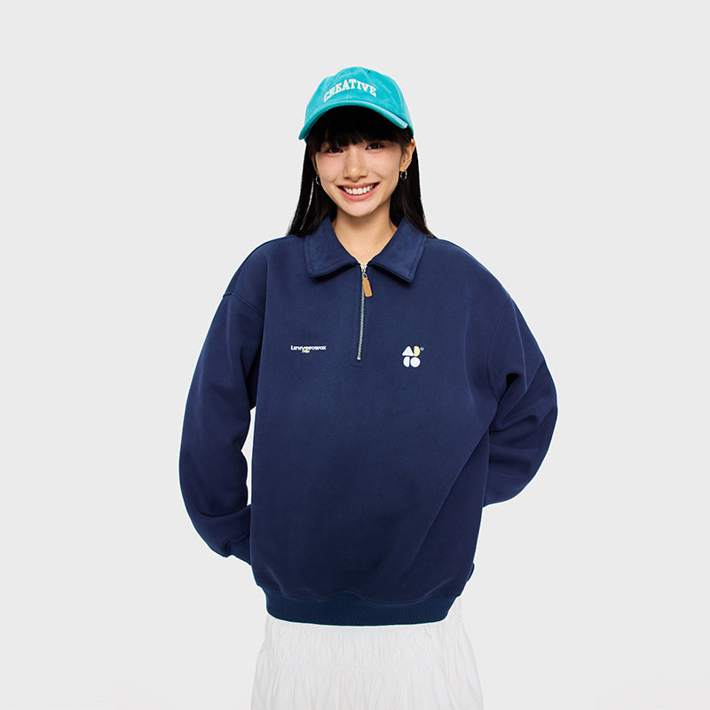 OWOX half-zipper preppy polo sweatshirt