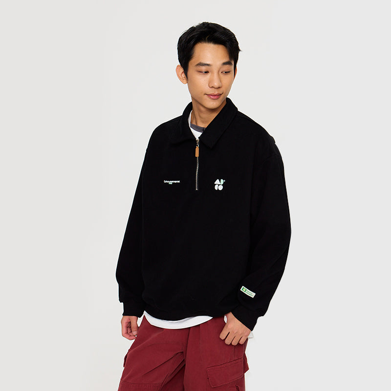 OWOX half-zipper preppy polo sweatshirt