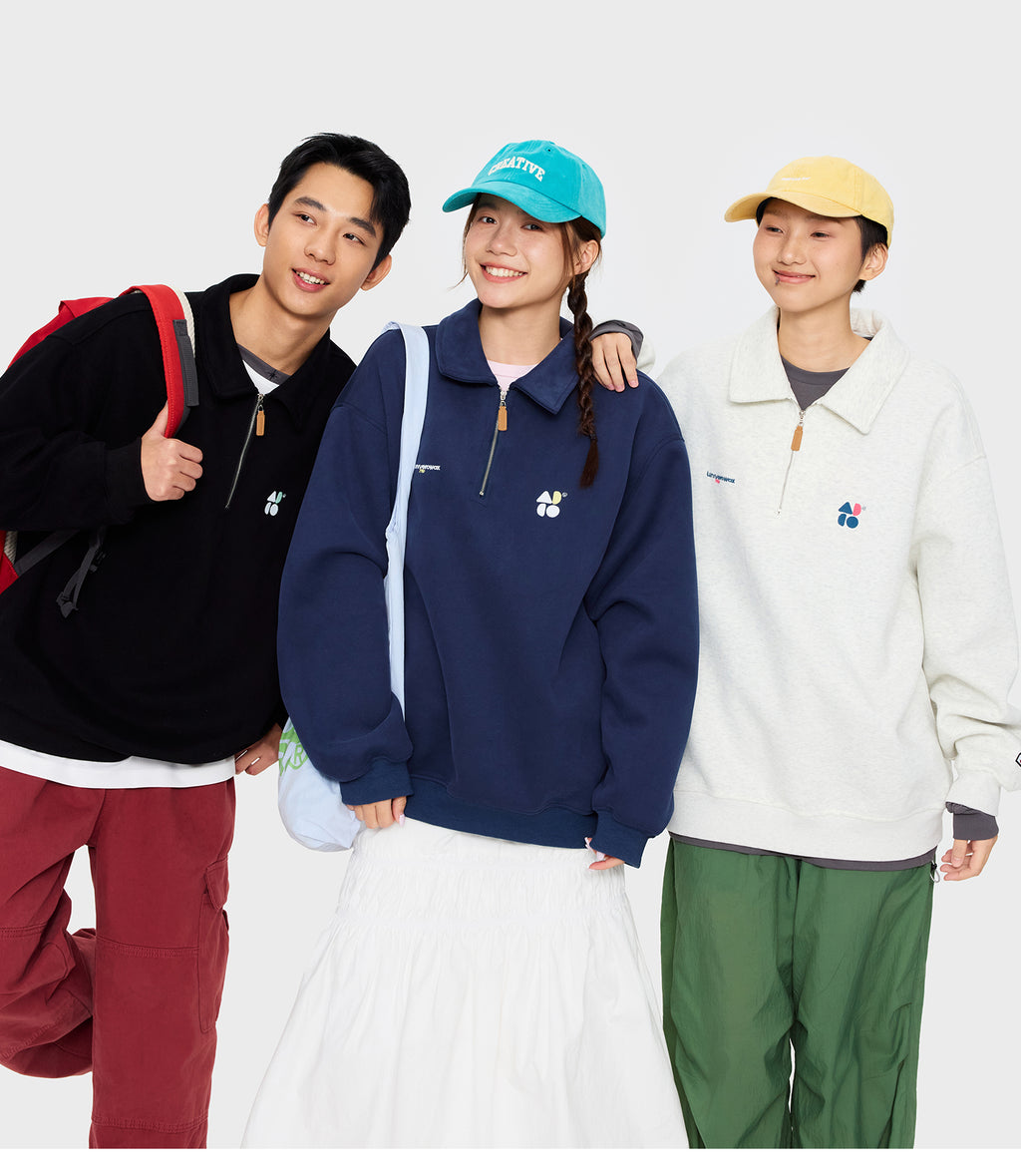 OWOX half-zipper preppy polo sweatshirt