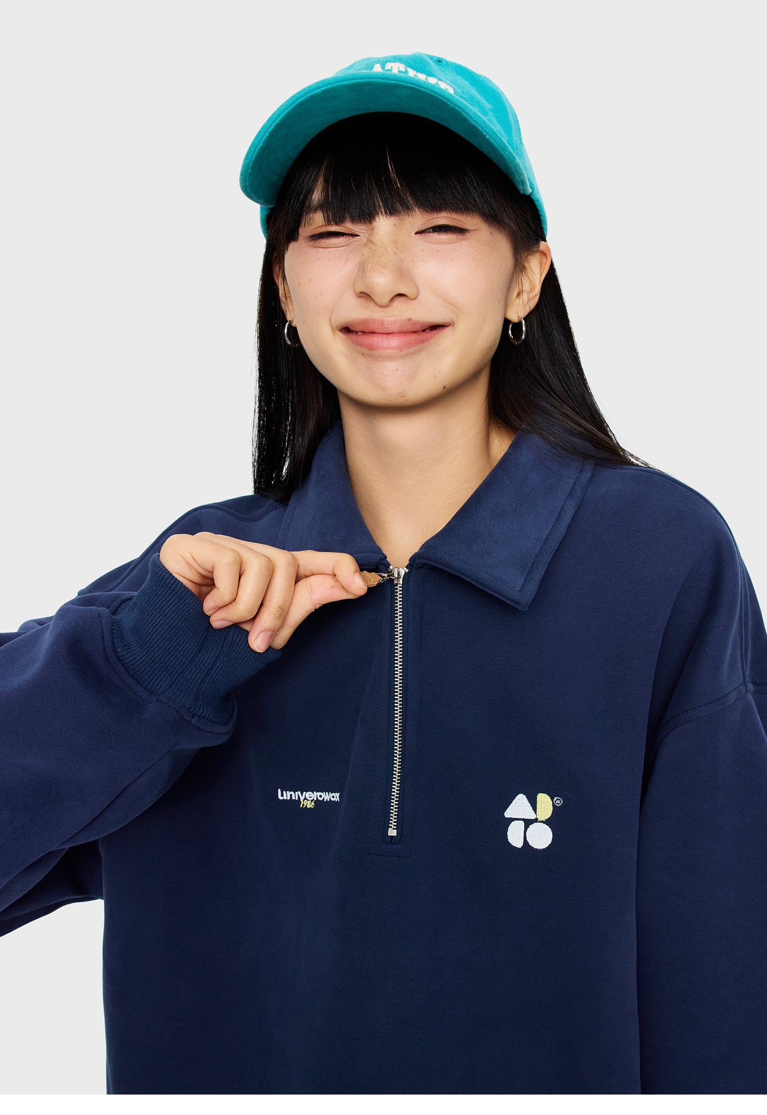 OWOX half-zipper preppy polo sweatshirt