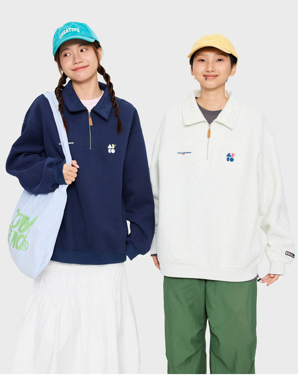 OWOX half-zipper preppy polo sweatshirt