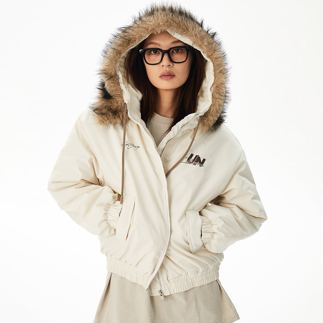 UNBDNS Detachable Fur Collar Cotton Jacket