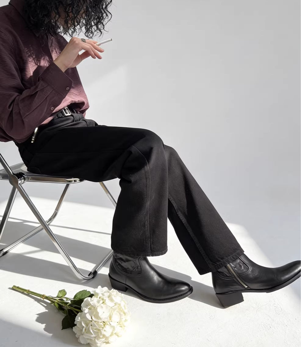 AMBSOM Pointed Yuppie High-top Chelsea Boots