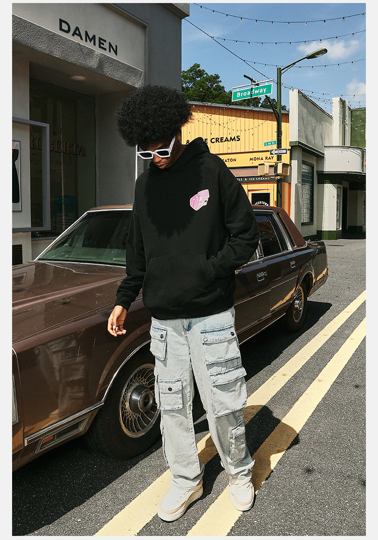 DICETINY Glitter Dice Print Patch Pocket Hoodie