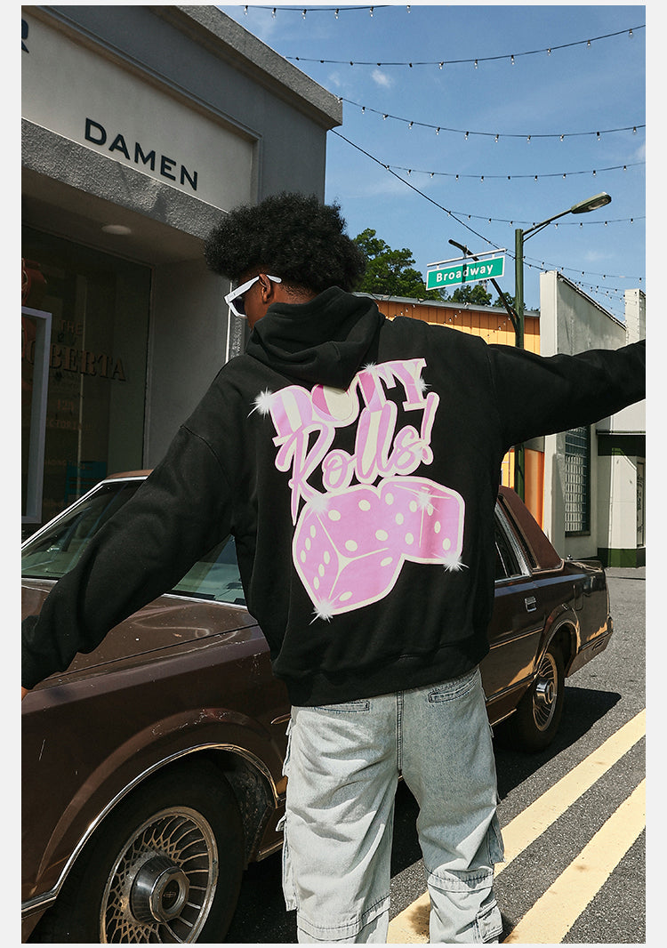 DICETINY Glitter Dice Print Patch Pocket Hoodie