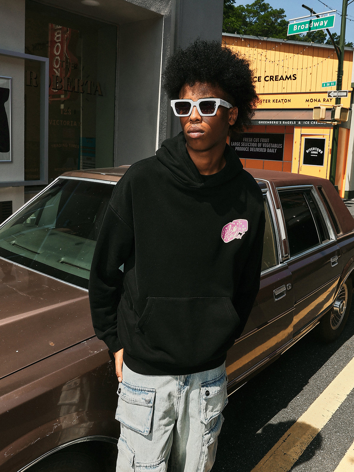 DICETINY Glitter Dice Print Patch Pocket Hoodie