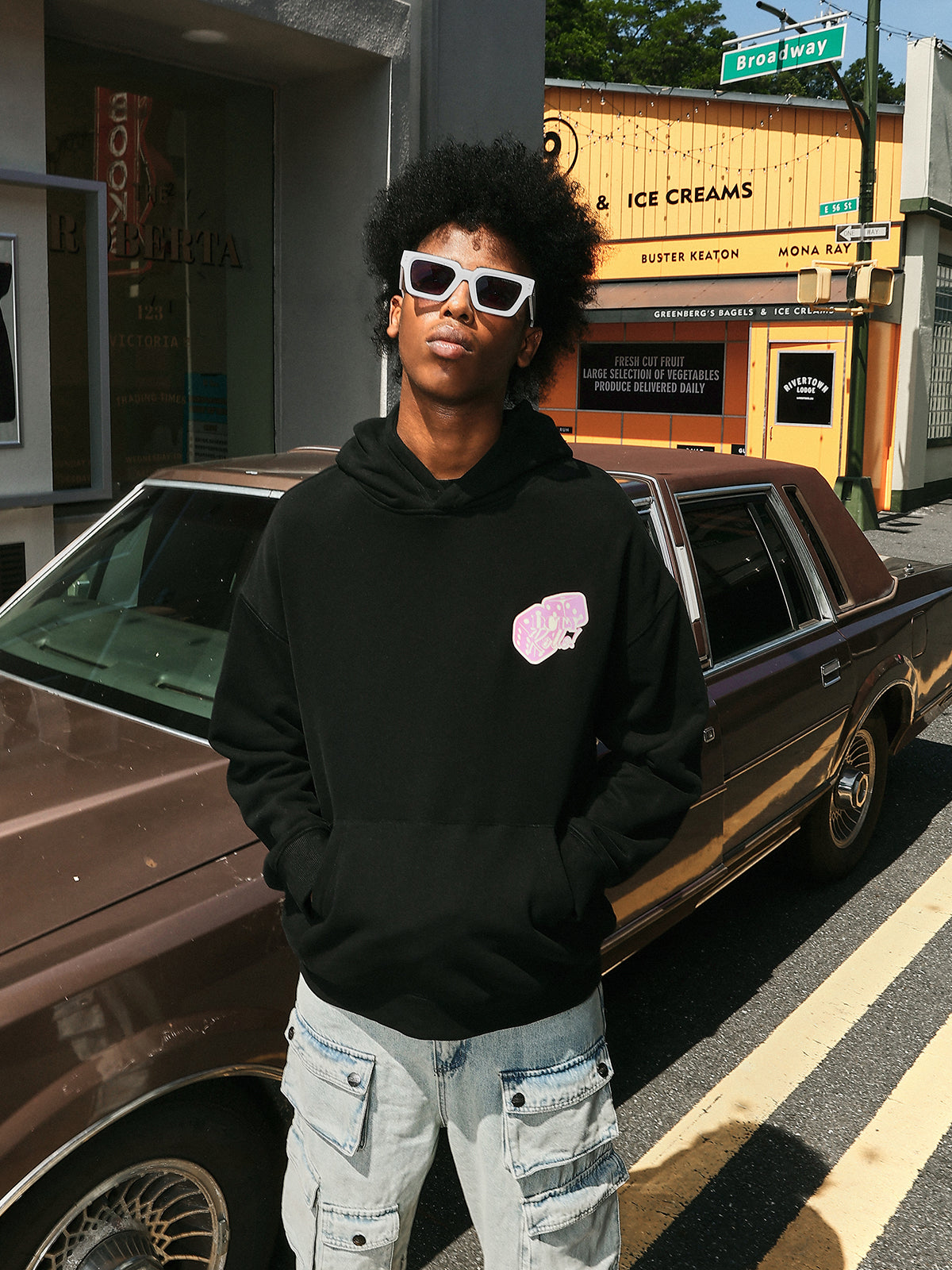 DICETINY Glitter Dice Print Patch Pocket Hoodie