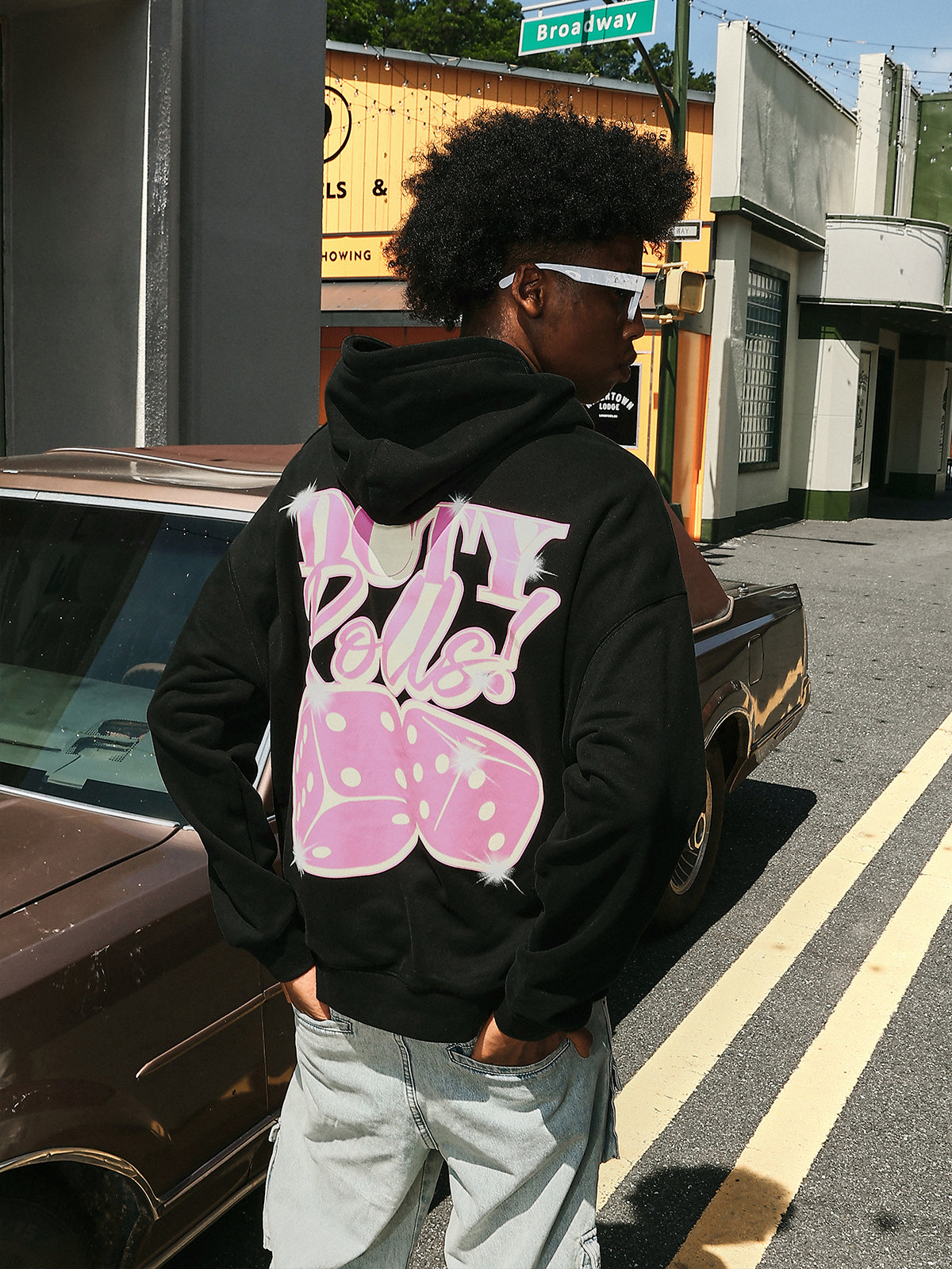 DICETINY Glitter Dice Print Patch Pocket Hoodie