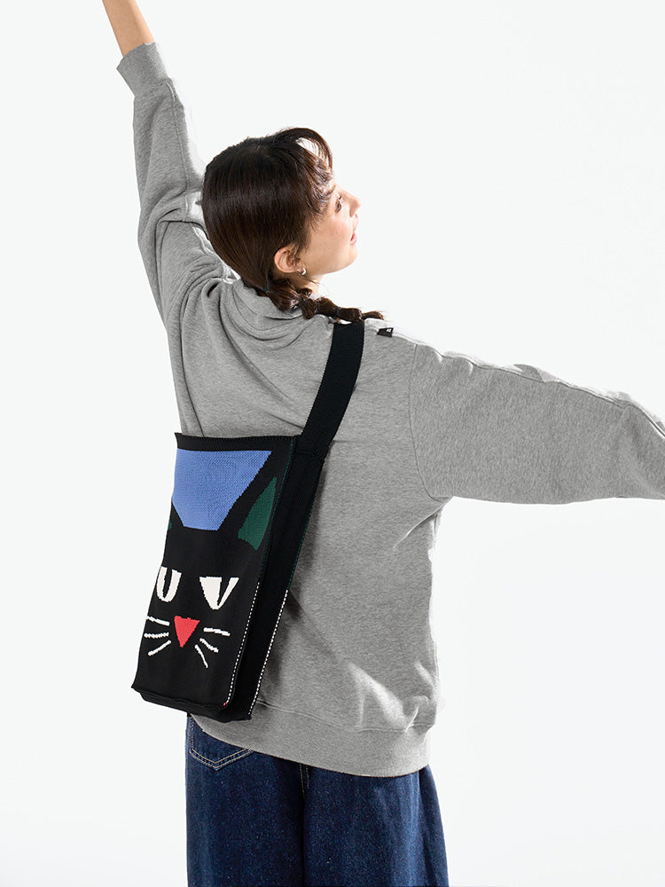 FREEIN Cat Knitted embroidery shoulder bag