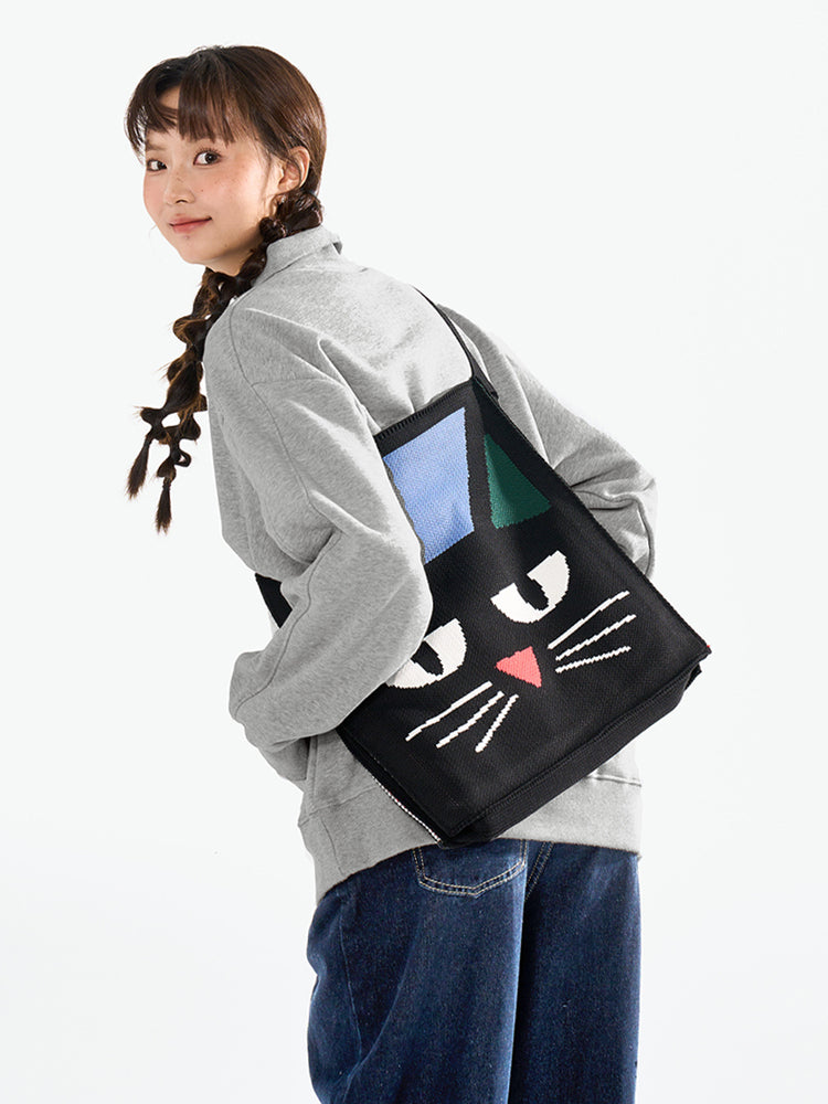 FREEIN Cat Knitted embroidery shoulder bag
