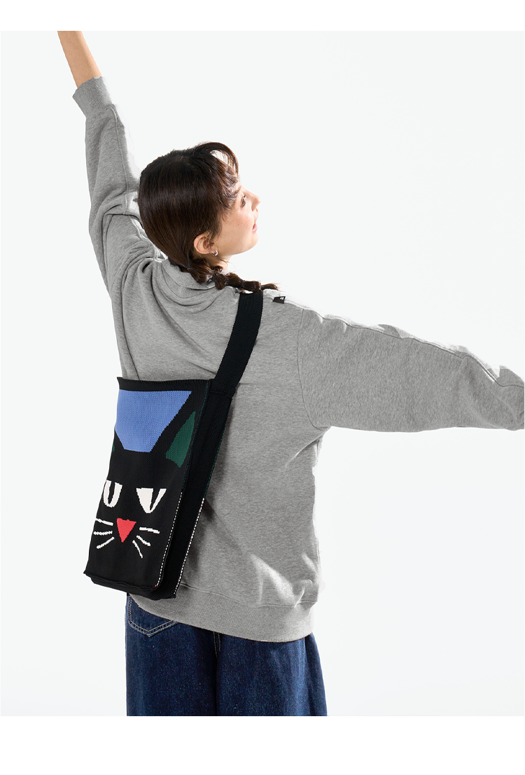 FREEIN Cat Knitted embroidery shoulder bag
