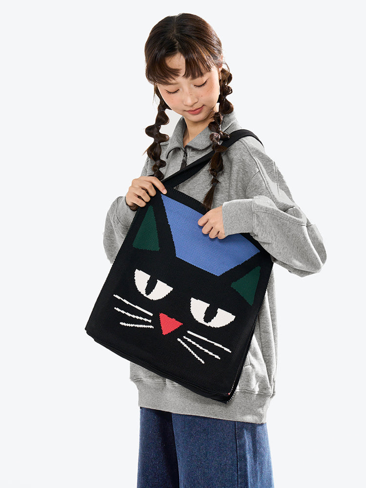 FREEIN Cat Knitted embroidery shoulder bag