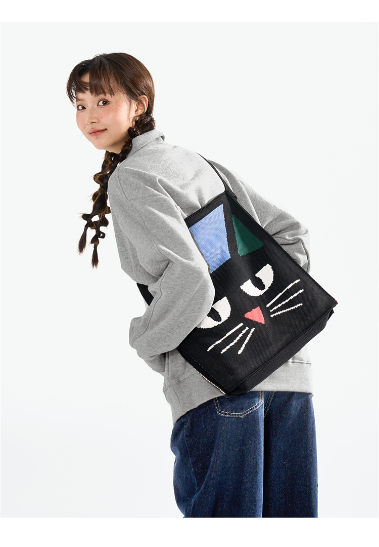 FREEIN Cat Knitted embroidery shoulder bag