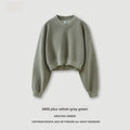 BE Dawang Tide Washed V-Neck Cropped Sweatshirt