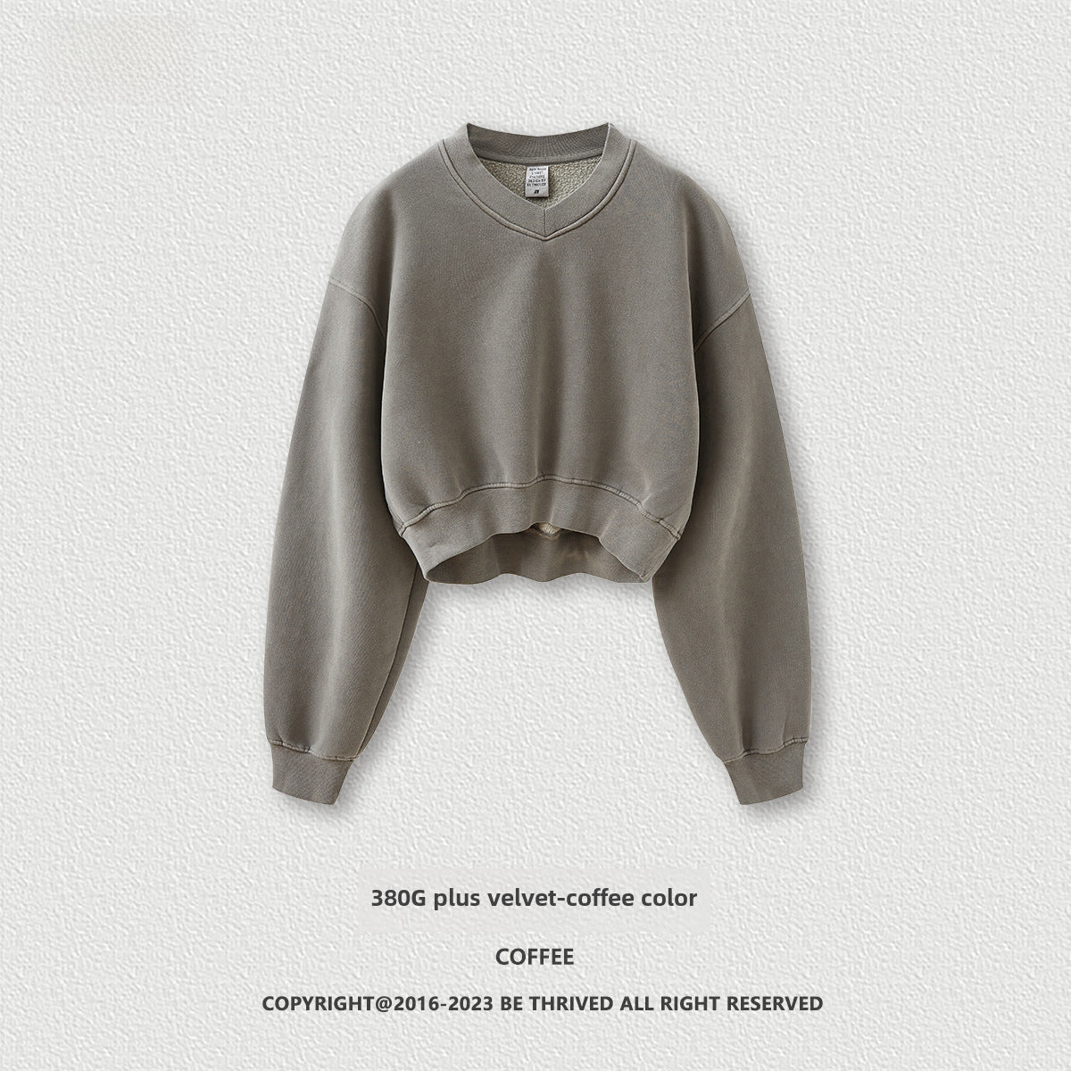 BE Dawang Tide Washed V-Neck Cropped Sweatshirt