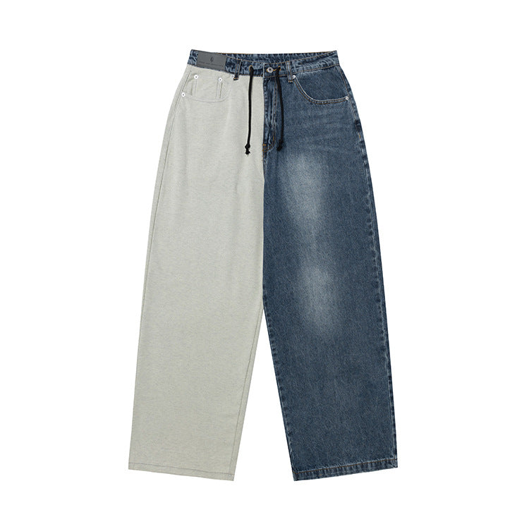 #OVDY Retro Distressed Wash 420G Winter Fleece Over Size Denim Jeans