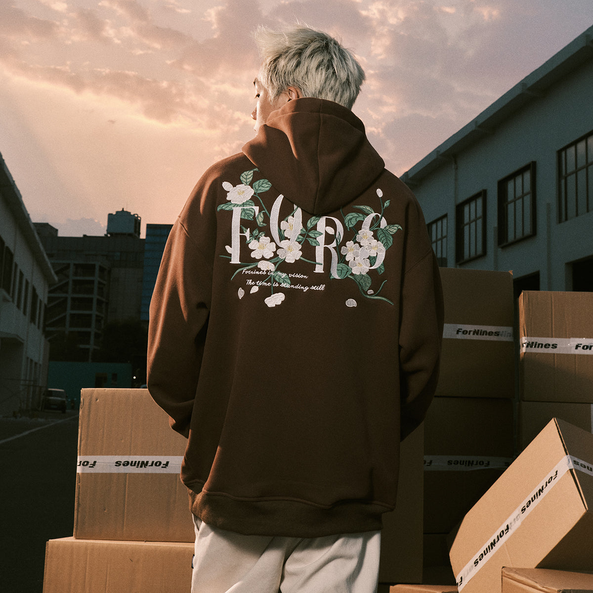 FORNINES national tide heavy EMB Hoodie