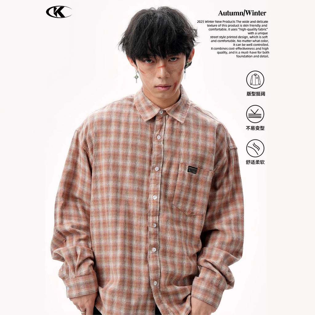 11KN Japanese brushed plaid shirts