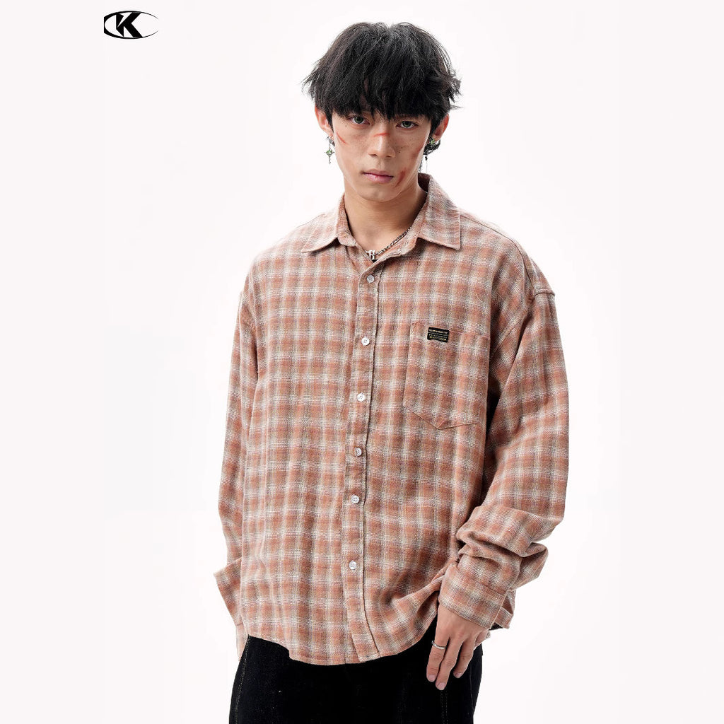 11KN Japanese brushed plaid shirts