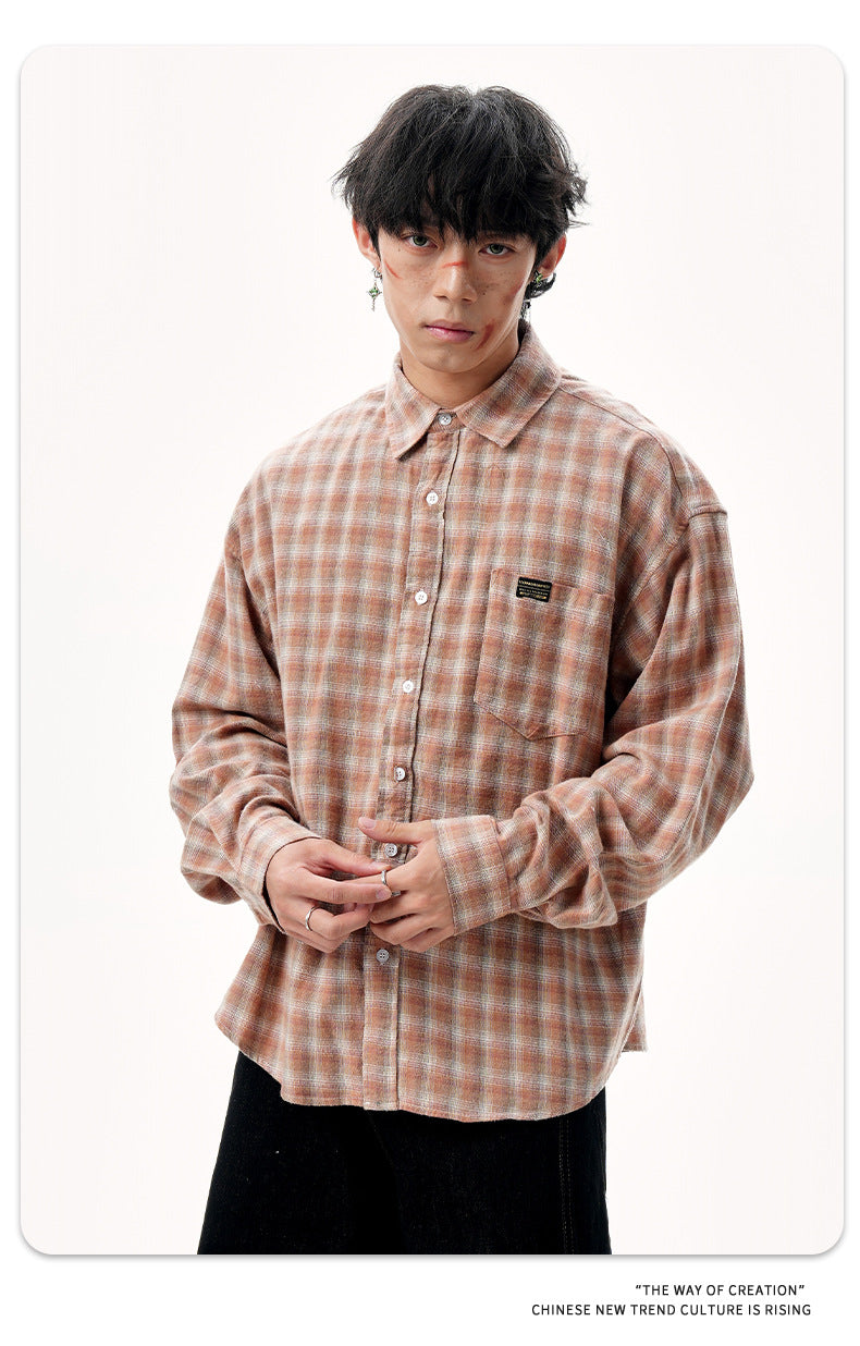 11KN Japanese brushed plaid shirts