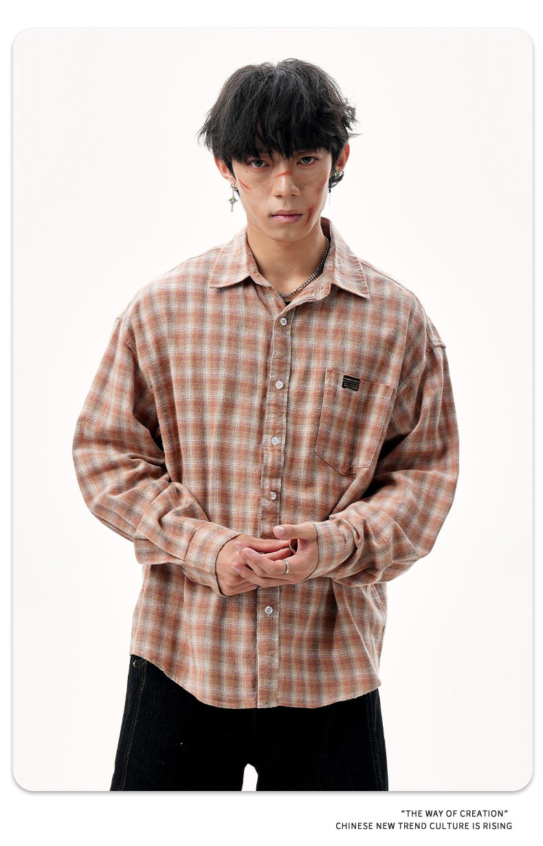 11KN Japanese brushed plaid shirts