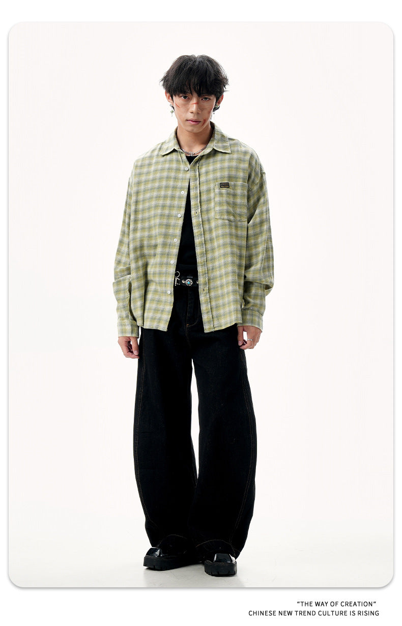 11KN Japanese brushed plaid shirts