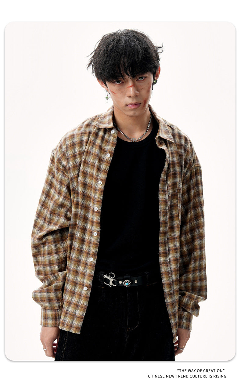 11KN Japanese brushed plaid shirts