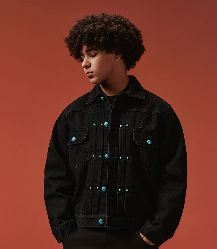 YADcrew turquoise Stones Denim Jacket