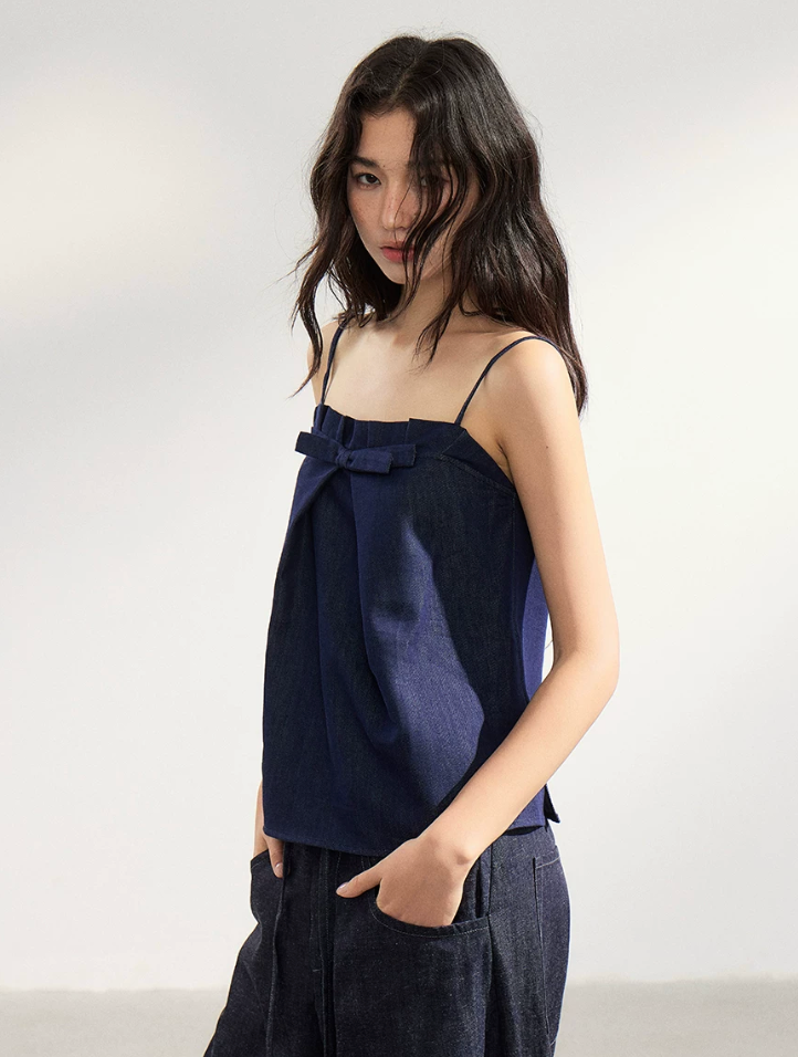 WITHMIN Pleated Bow Sling Vest