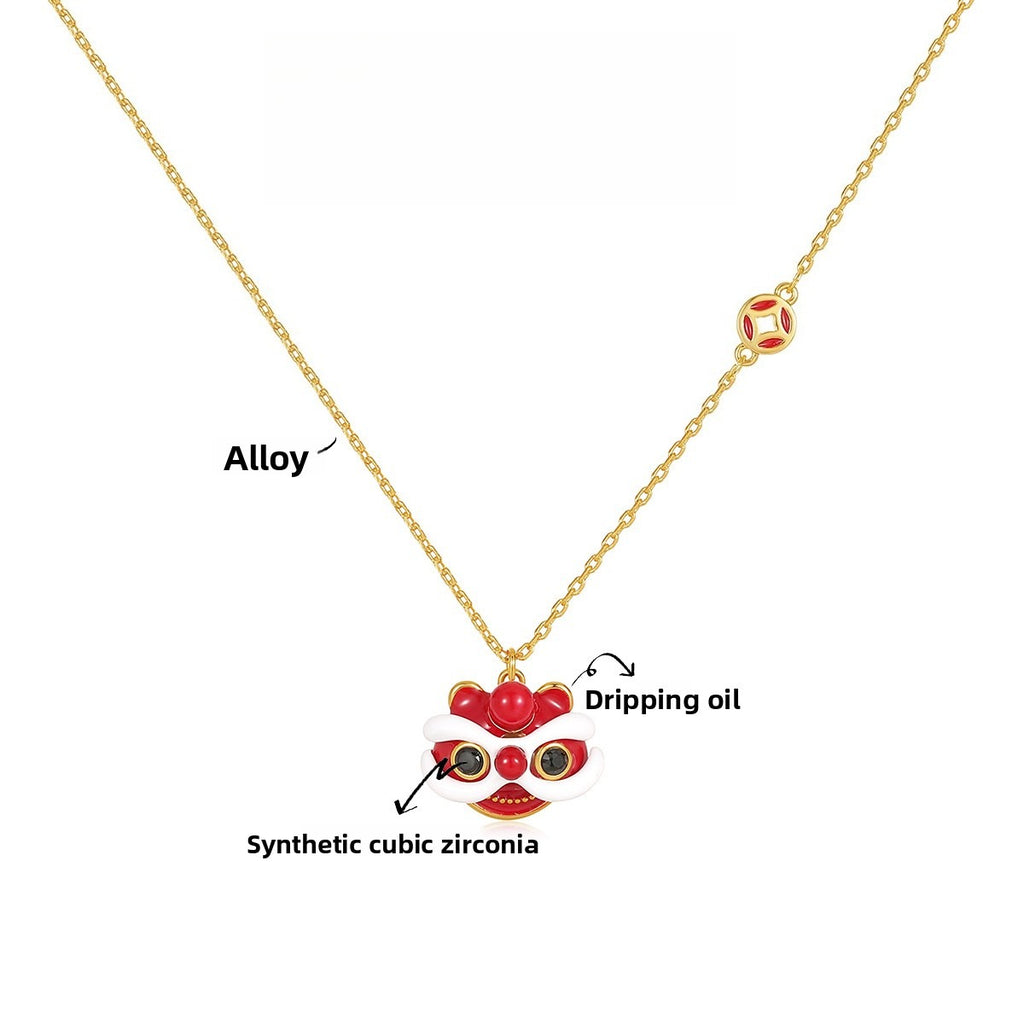 DODOGOGO New Chinese Lion Dance Clavicle Chain Necklace