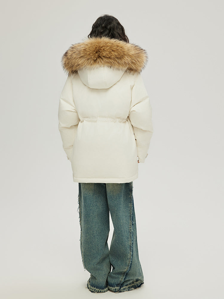 Matcha Story Fur collar hooded down jacket