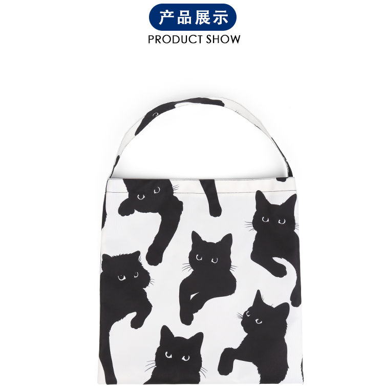 FREEIN original innovative black and white cat print tote bag
