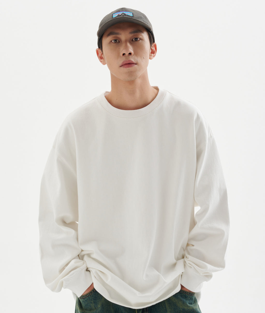 BUTTBILL four-pin six-thread heavy 300G round neck long-sleeve Tee