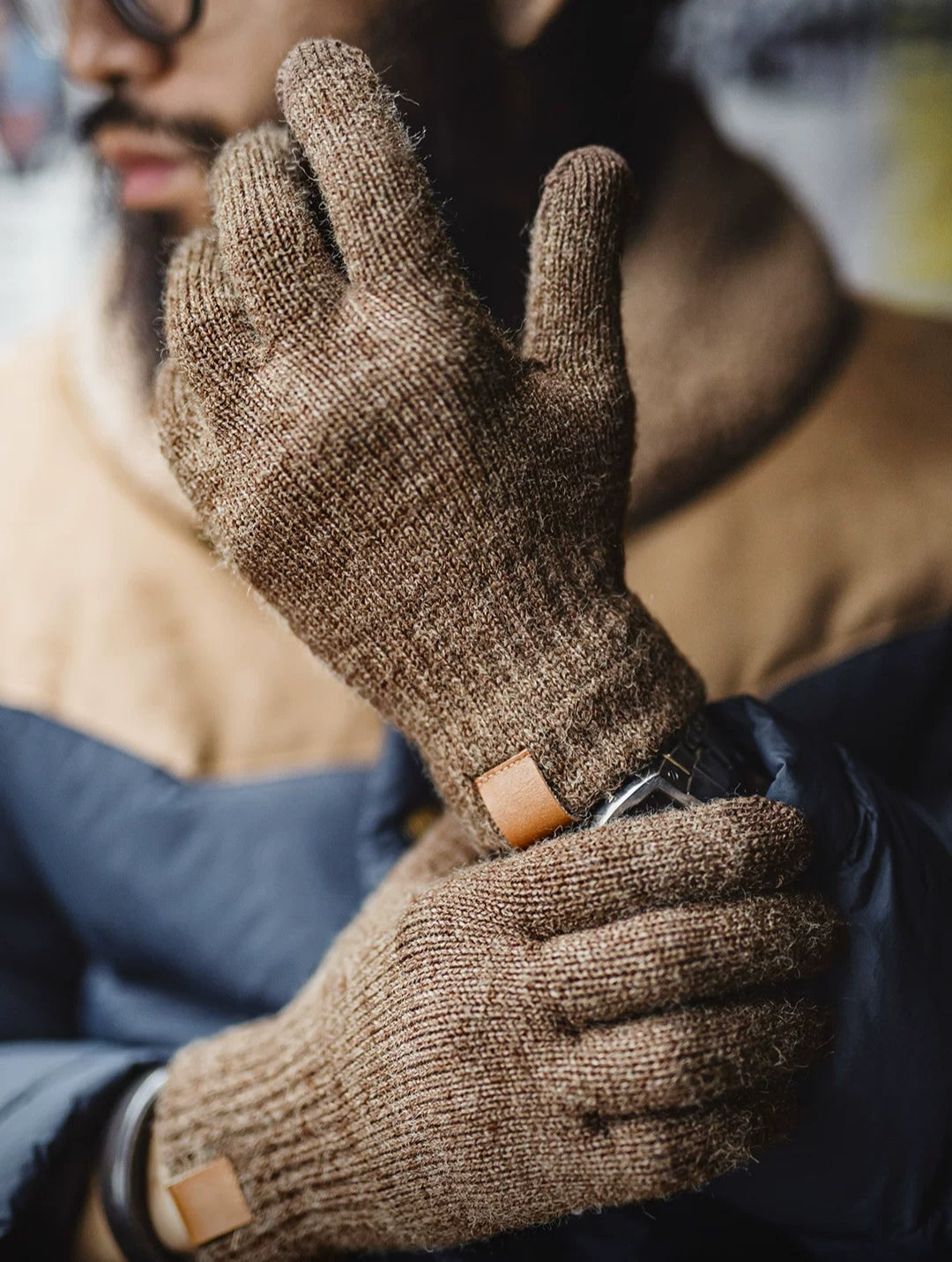 Maden Arctic Fleece Thickened Cold-proof Split Finger Touch Screen Gloves