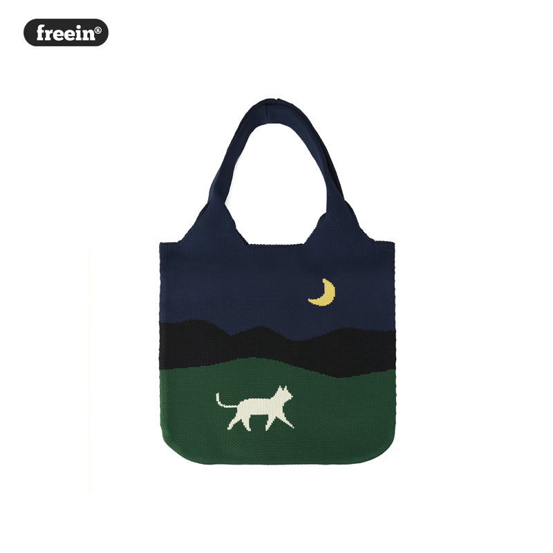 FREEIN original Moon Cat Knitted Bag